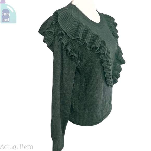 Entro Hunter Green Ruffle Sweater Size Large  💚 - Picture 6 of 7
